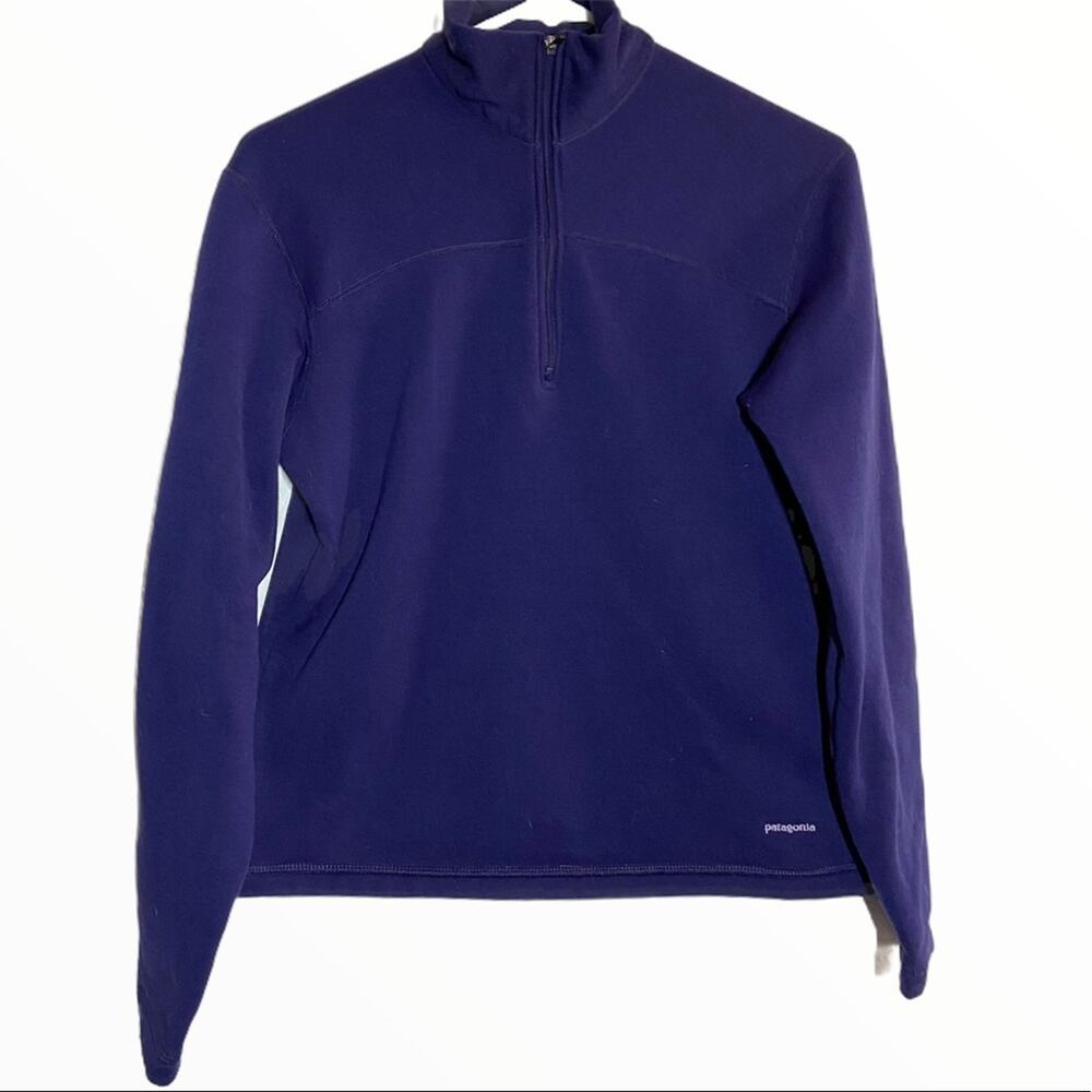 Patagonia Capilene 1/4 Zip Sweatshirt High Neck Long Sleeve Purple Small